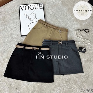    SALE LẺ SIZE CẮT MẪU   Chân váy ngắn dạ chữ A kèm đai có quần trong 3 màu QCCC QCL1 CV0479 Mía #8968 