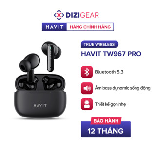 Tai Nghe TWS HAVIT TW967 Pro, Phiên Bản Nâng Cấp, BT 5.3, Thiết Kế Gọn Nhẹ, Màng loa 10mm, Nghe Đến 5H - Hàng Chính Hãng