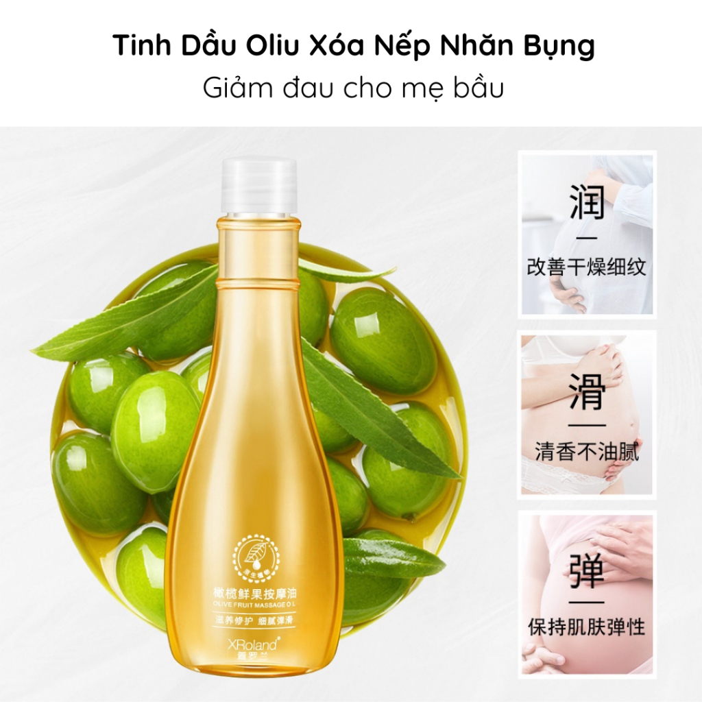 Tinh dầu Oliu Xroland giúp cải thiện rạn da, hỗ trợ da săn chắc đàn hồi cho các mẹ bầu, làm mờ vết nhăn - QUINN BEAUTY