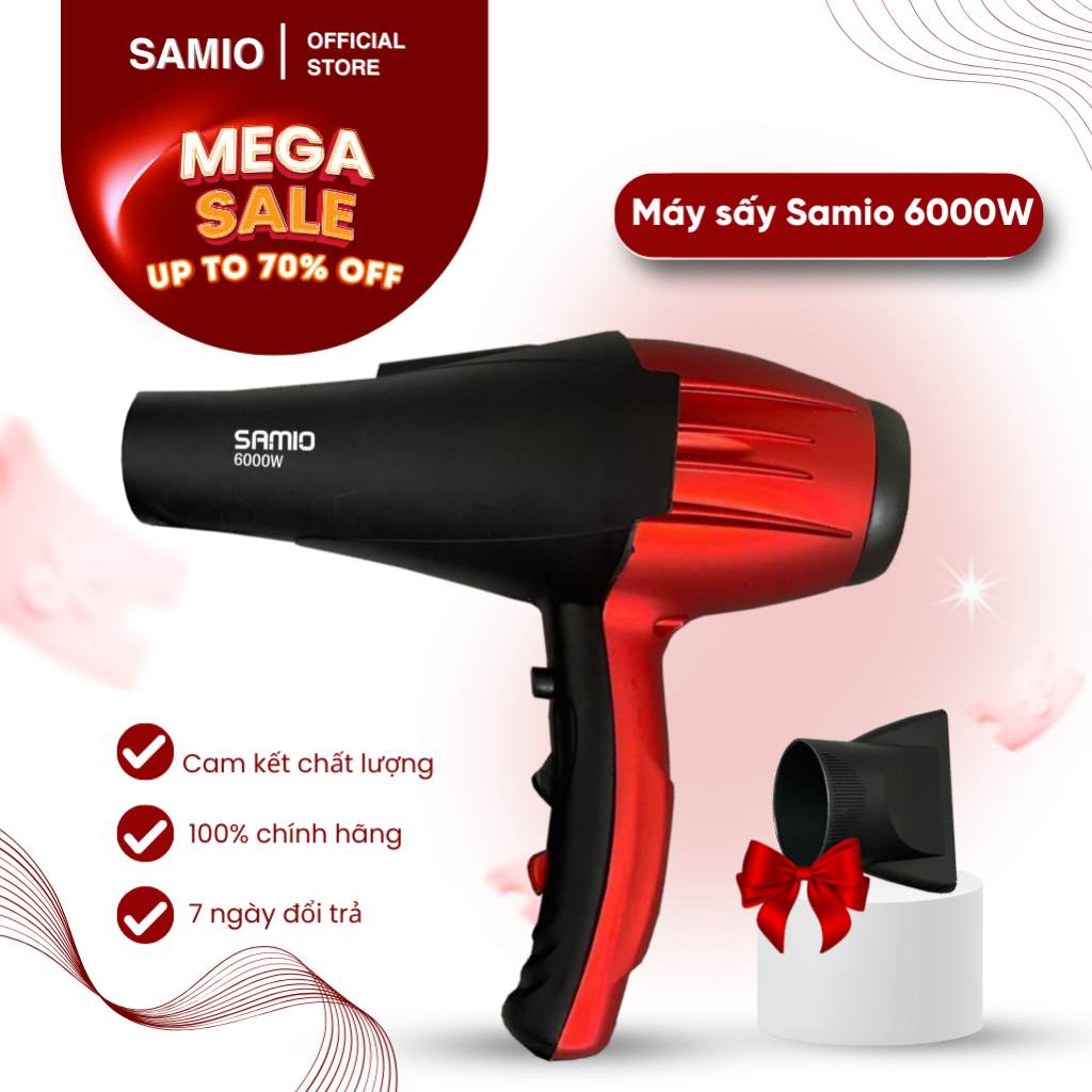 Máy Sấy Tóc Công Suất Lớn 6000W Chuyên Dùng Cho Salon- Máy Sấy Tóc Hai Chiều Nóng Lạnh, Có Đảo Chiều - SAMIO