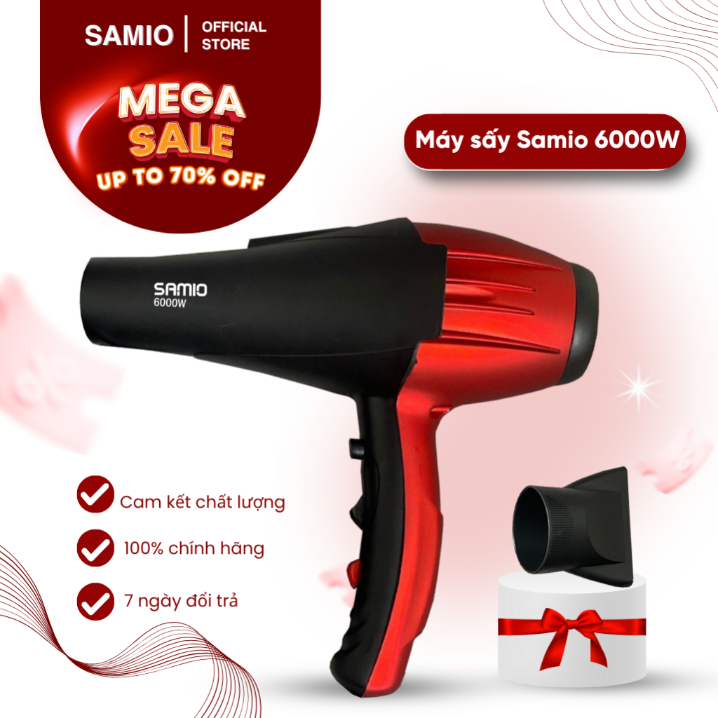 Máy Sấy Tóc Công Suất Lớn SAMIO 6000W Chuyên Dùng Cho Salon- Máy Sấy Tóc Hai Chiều Nóng Lạnh, Có Đảo Chiều