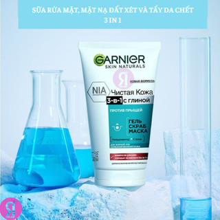 Sữa Rửa Mặt Garnier NGA 3IN1 200ml làm sạch da, tẩy tế bào chết kết hợp mặt nạ