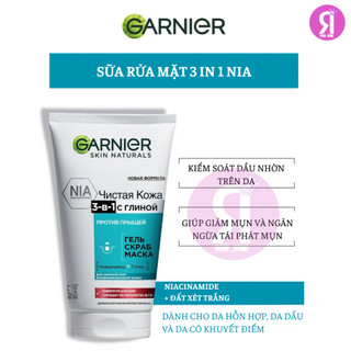 Sữa Rửa Mặt Garnier NGA 3IN1 200ml làm sạch da, tẩy tế bào chết kết hợp mặt nạ