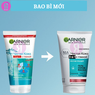 Sữa Rửa Mặt Garnier NGA 3IN1 200ml làm sạch da, tẩy tế bào chết kết hợp mặt nạ
