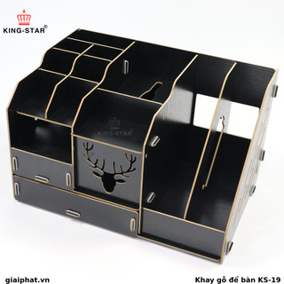Khay Gỗ để Bàn Dụng Cụ Lưu Trữ Giấy Tờ KS-19