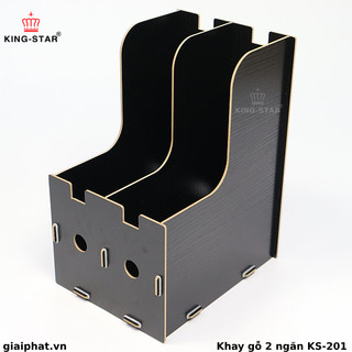 Khay Gỗ 2 Ngăn Kingstar KS201 Đựng Hồ Sơ Giấy Tờ Để Bàn Tiện Lợi
