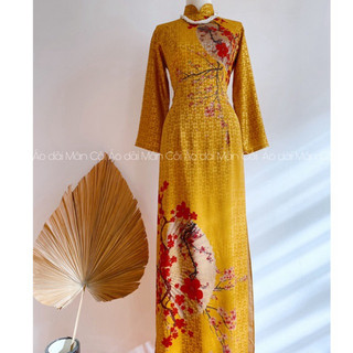 Áo dài trung niên lụa gấm cao cấp - M01