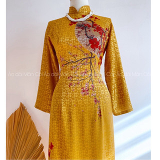 Áo dài trung niên lụa gấm cao cấp - M01