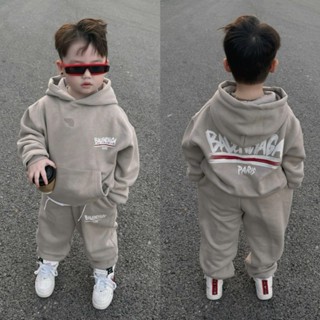 Bộ quần áo nỉ hoodie chất lót lông cáo cho bé trai ba lừn paris, bộ nỉ mũ thu đông trẻ em,TPKIDS,[M924]