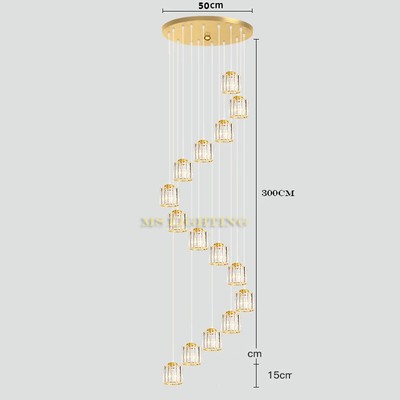 Đèn thả thông tầng MONSKY PALE 5,9, 15 bóng pha lê hiện đại sang trọng kèm bóng LED 3 màu