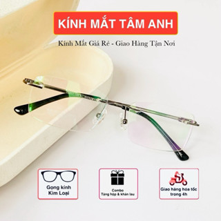 Gọng kính khoan nam nữ cao cấp kính không viền tròng kính bắt ốc vít & nở nhựa