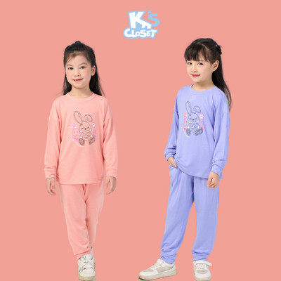 Bộ Dài Tay Thu Đông K'S CLOSET Chất Liệu Cotton Da Cá Lụa Mỏng Cho Bé Gái Từ 11-58kg (2-14 Tuổi) E019FOF