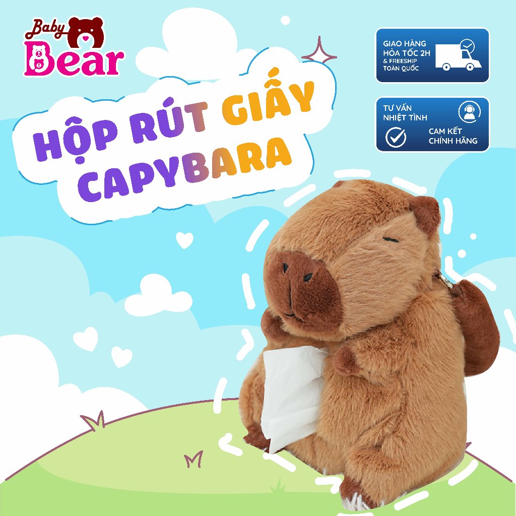 [Rẻ vô địch] Hộp đựng giấy gấu bông capybara mới, hộp rút giấy capybara gấu bông