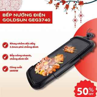 Bếp nướng điện GOLDSUN GEG3740 không khói 1800W vỉ nướng 50x10 nhôm phủ chống dính kèm khay hứng dầu