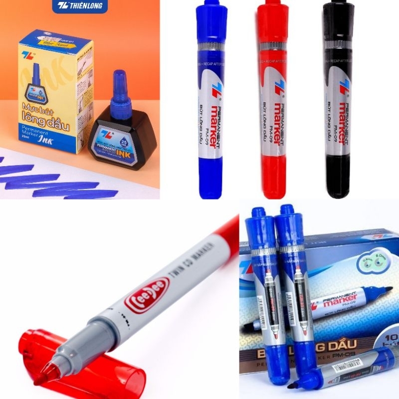 Bút Lông Dầu 2 Đầu, Loại Lớn Nhỏ, Lọ Mực Thay Thế Thiên Long PM-09,PM-04- 1Sp