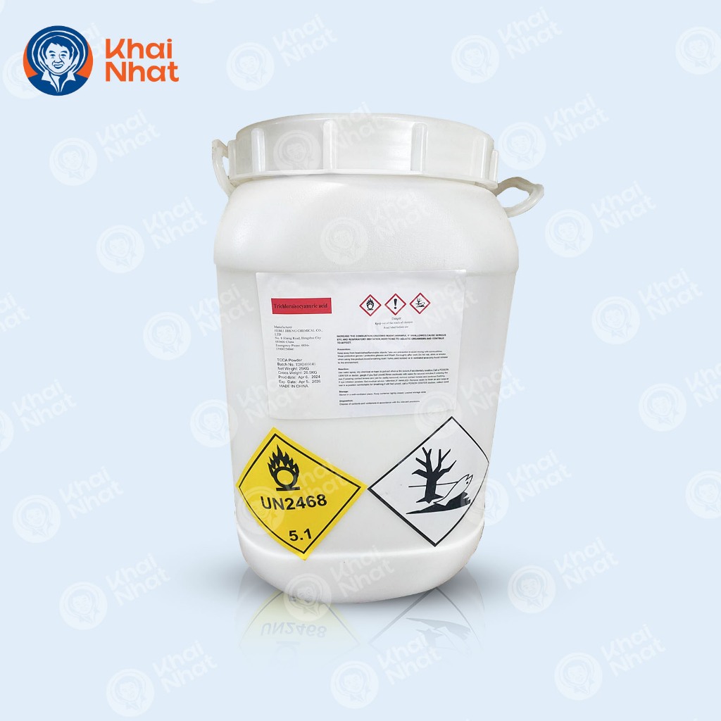 TCCA trắng bột Hebei - chlorine 90% thùng 25kg - Xử lý nước và xử lý hồ bơi