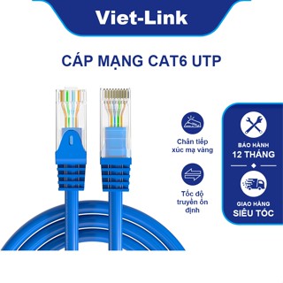 Dây cáp mạng Cat6 UTP VIET-LINK 8323-10| Đồng thuần 24AWG RJ45 tiếp điểm mạ vàng|Hiệu suất cao BH12T