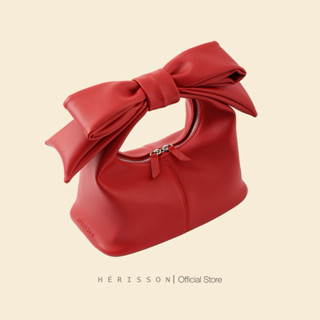  Túi nữ chow bag HÉRISSON màu đỏ kèm nơ tháo rời 