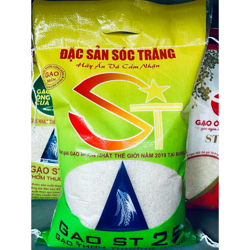 Gạo ST25 + Gạo Mới Theo Mùa ,Dẻo Vừa Mền Cơm (Túi 5Ký) ,Phù Hợp Với Gia Đình Nhu Cầu Bình Dân Om18