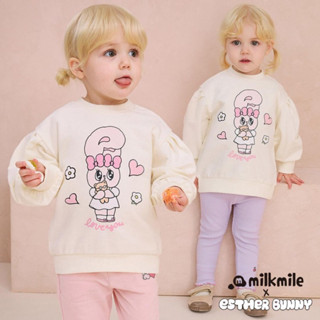 Áo nỉ da cá mềm milkmile hình thỏ trắng kem cho bé gái