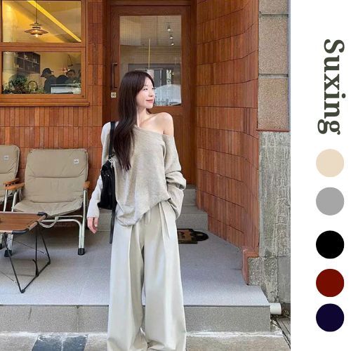 Áo lệch vai dài tay, Áo thun dài tay lệch vai chất thun tăm thỏ mềm mại- S104