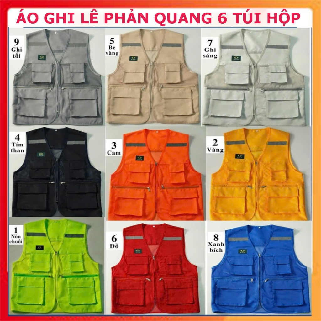 ÁO GHI LÊ 6 TÚI PHẢN QUANG HÀN QUỐC, ÁO GHI LÊ PHẢN QUANG (MÀU ĐỎ ĐÔ), ÁO BẢO HỘ LAO ĐỘNG CÓ PHẢN QU