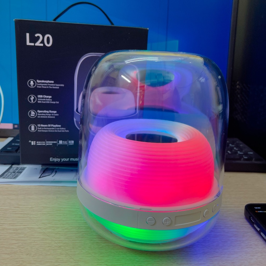 Loa Bluetooth L20 , đèn RGB đổi màu , thiết kế trong suốt