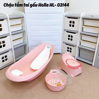 Chậu Tắm Và Chậu Rửa Mặt Nguyên Khối Phi Thuyền Elip Tai Gấu Honper Kèm Ghế Tắm