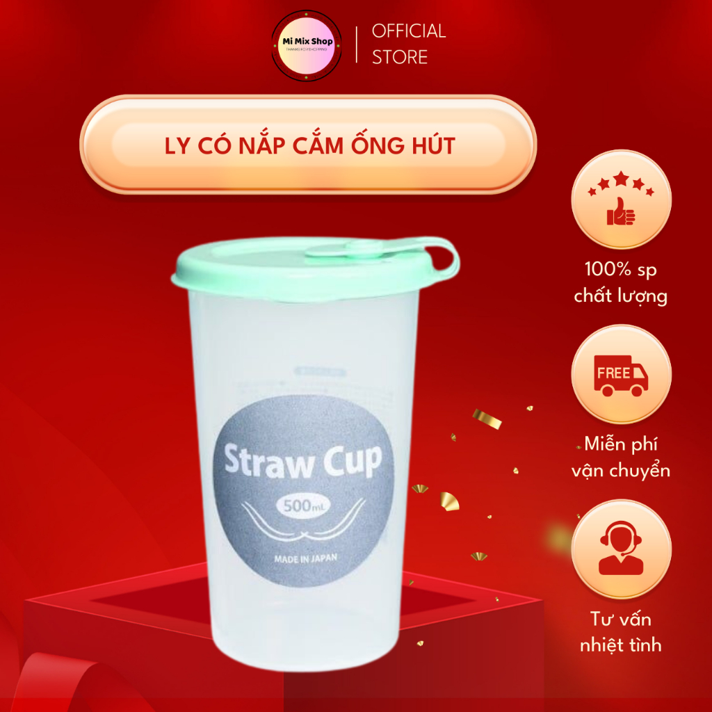 LY CÓ NẮP CẮM ỐNG HÚT  500ML