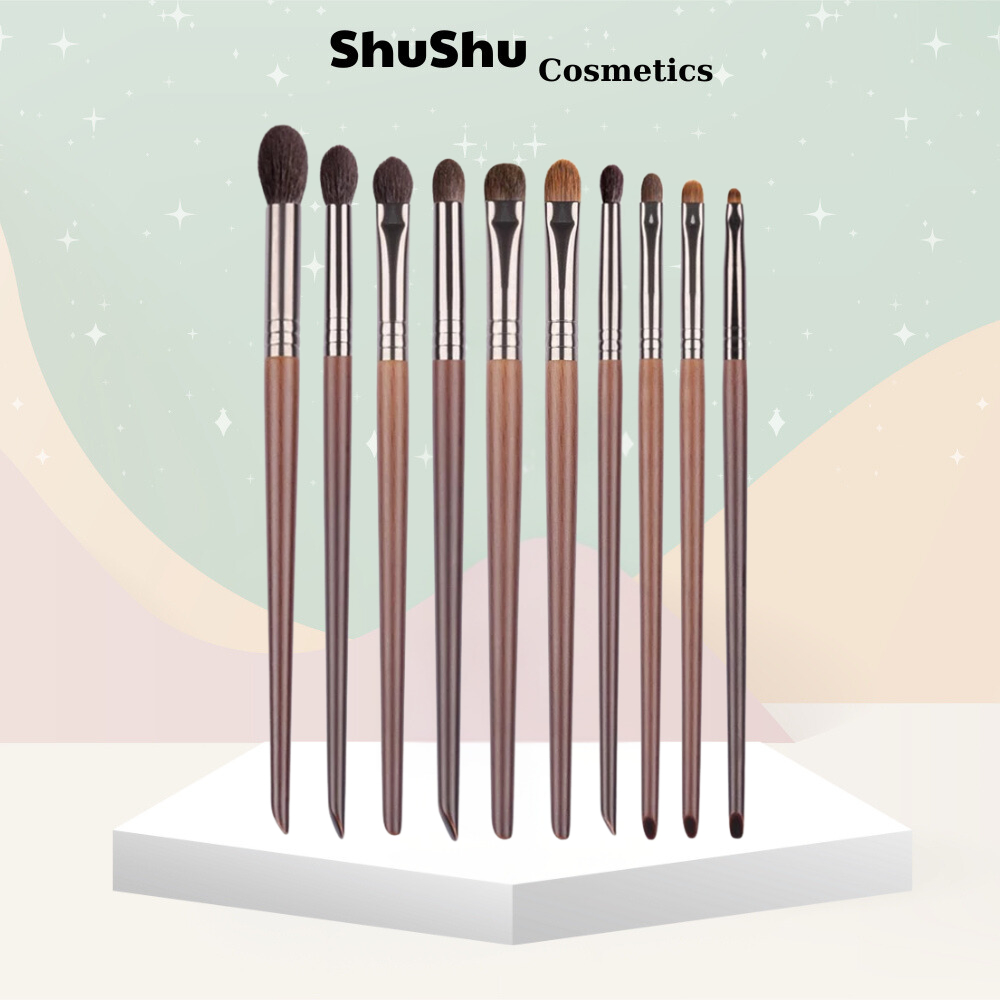 Bộ Cọ Trang Điểm 10 Cây Lông Thú Trang Điểm Mắt Và Lông Mày Tạo Khối Mềm Mại Tiện Dụng SHUSHU COSMETICS