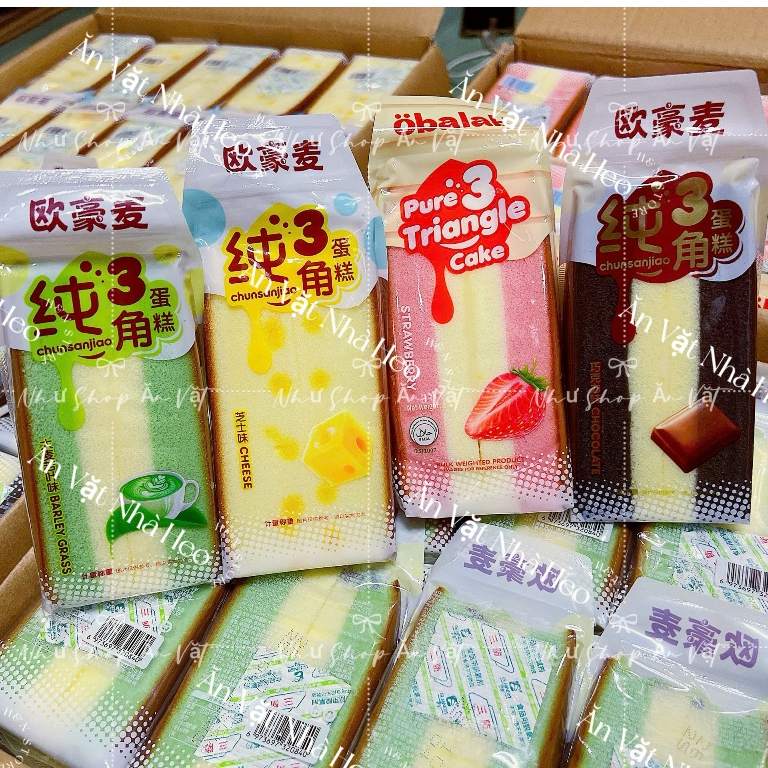 Bánh bông lan tam giác Obalab vị dâu-socola-pmai-matcha (cái)