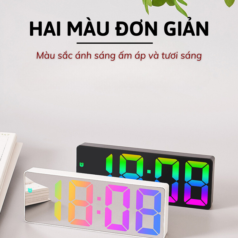 Đồng hồ Mặt Kính báo thức LED để bàn MINT DECOR decor bàn học bàn làm việc vintage quà Sinh nhật