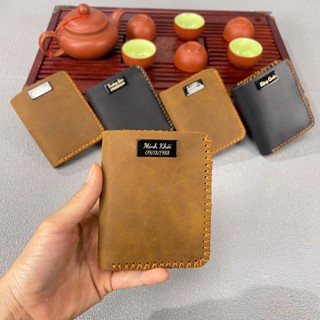  Ví da nam  da bò sáp logo khắc tên theo yêu cầu  dáng đứng tặng hộp đi kèm 