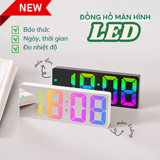  Đồng Hồ LED Mặt Kính MINT DECOR Báo Thức Vintage Trang Trí Bàn Học Làm Việc & Quà Sinh Nhật 