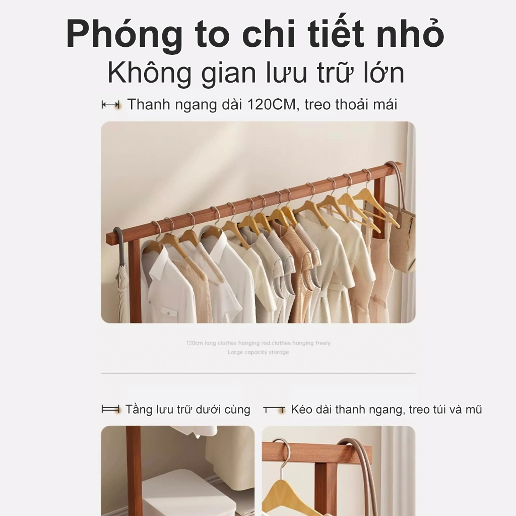 HEINO Kệ Treo Quần Áo  Sào Treo Đồ 1 Tầng Gỗ Rắn Đơn Giản Chắc Chắn Tiện Lợi Nhiều Giàn Phơi | BigBuy360 - bigbuy360.vn