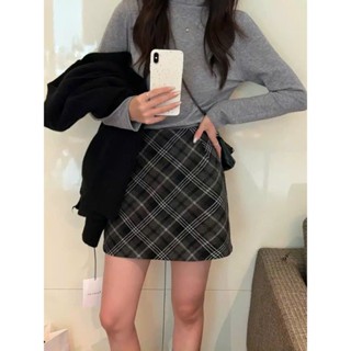   Bigsize 55-100kg  Chân váy dạ kẻ sọc caro nhiều màu dáng ngắn thời trang thu đông 