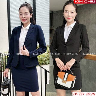 Bộ Vest, Sét Vest Nữ Công Sở Cao Cấp Màu Đen, Xanh Đen, Áo Tay Dài Kết Hợp Chân Váy Ôm Vải Tuyết Mưa Form Đẹp. BVTD-1628