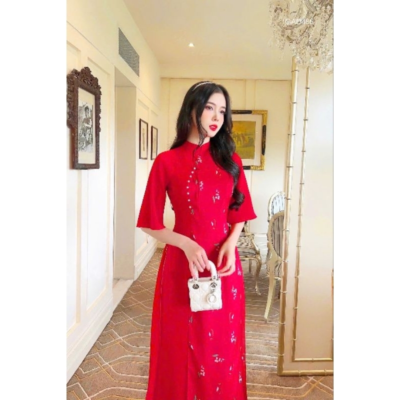 Set áo dài lụa tơ 4 tà tay lỡ siêu đẹp