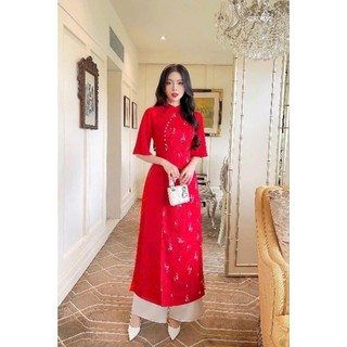 Set áo dài lụa tơ 4 tà tay lỡ siêu đẹp