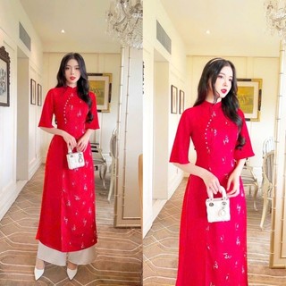 Set áo dài lụa tơ 4 tà tay lỡ siêu đẹp