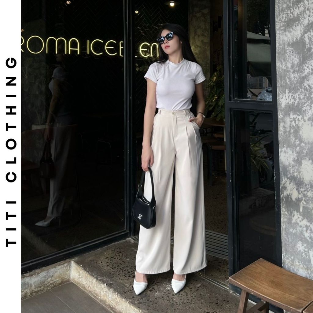  Quần ống suông nữ lưng cao TiTi01 quần suông vải quần suông ống rộng quần dài nữ ống suông quần ống suông cạp cao 
