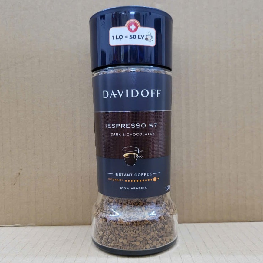 Lọ 100g --- CÀ PHÊ ESPRESSO ĐỨC HÒA TAN ARABICA NGUYÊN CHẤT DAVIDOFF Espresso 57 Dark & Chocolatey I