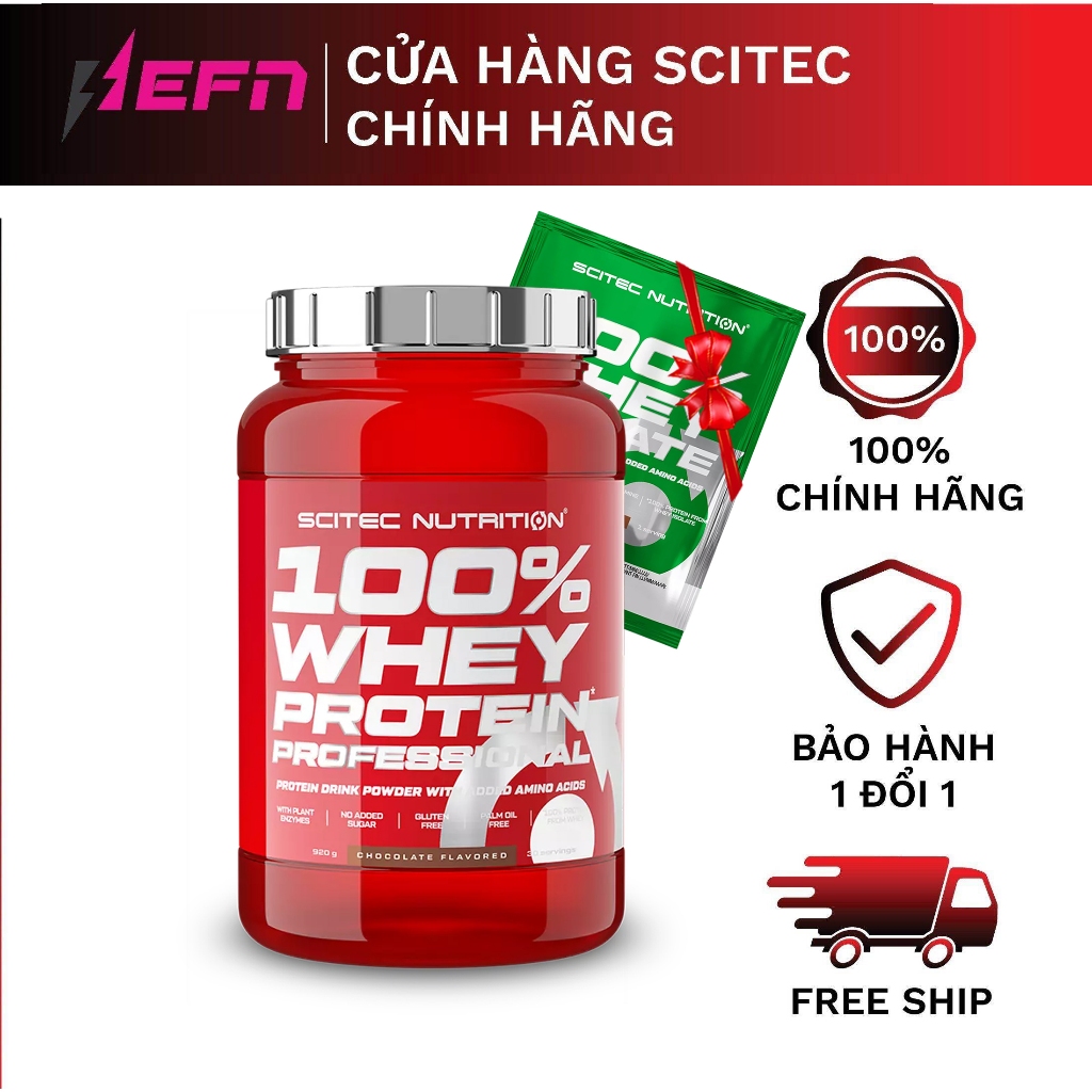 Whey Protein Sữa Tăng Cơ Cho Người Tập Gym SCITEC NUTRITION 100% Whey Protein Professional 920G - Ch