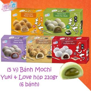 Bánh Mochi Đài Loan bánh mochi Yuki & Love 210g  mochi vị đậu đỏ đậu phộng khoai môn trà xanh mè đen  