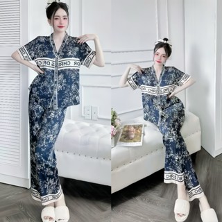 Bộ Đồ Ngủ Pijama Hisexy Cộc Tay Quần dài Set Pijama Lụa Latin Cao Cấp mềm mịn P17