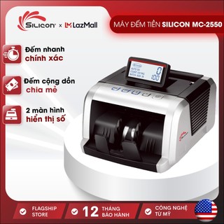Máy đếm tiền nhập khẩu cao cấp Silicon MC-2550 , tốc độ đếm nhanh 1000 tờ/ph, màn hình xoay 360,Bảo hành 12 tháng