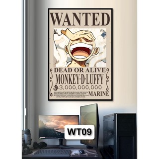  Tranh Poster Lệnh Truy Nã One Piece Tráng Gương Có Khung Decor Phòng Khách Phòng Game 