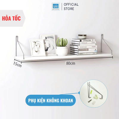 Kệ Treo Không Khoan Tường 80cm Rộng 15cm, Gỗ Dày 17mm SIB Decor, Tặng Kèm Phụ Kiện KT02