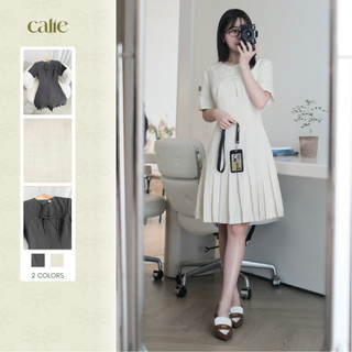 Váy dáng xòe xếp ly chân nơ ngực Calie VX224