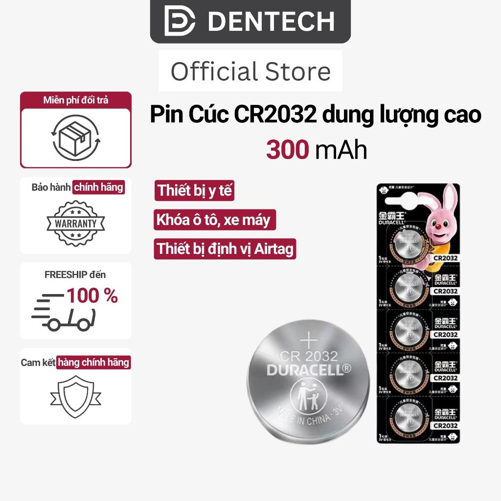 Pin cúc áo CR2032 DURACELL an toàn, dung lượng cao - PIN CHO AIR.TAG/KHÓA ĐIỆN TỬ...